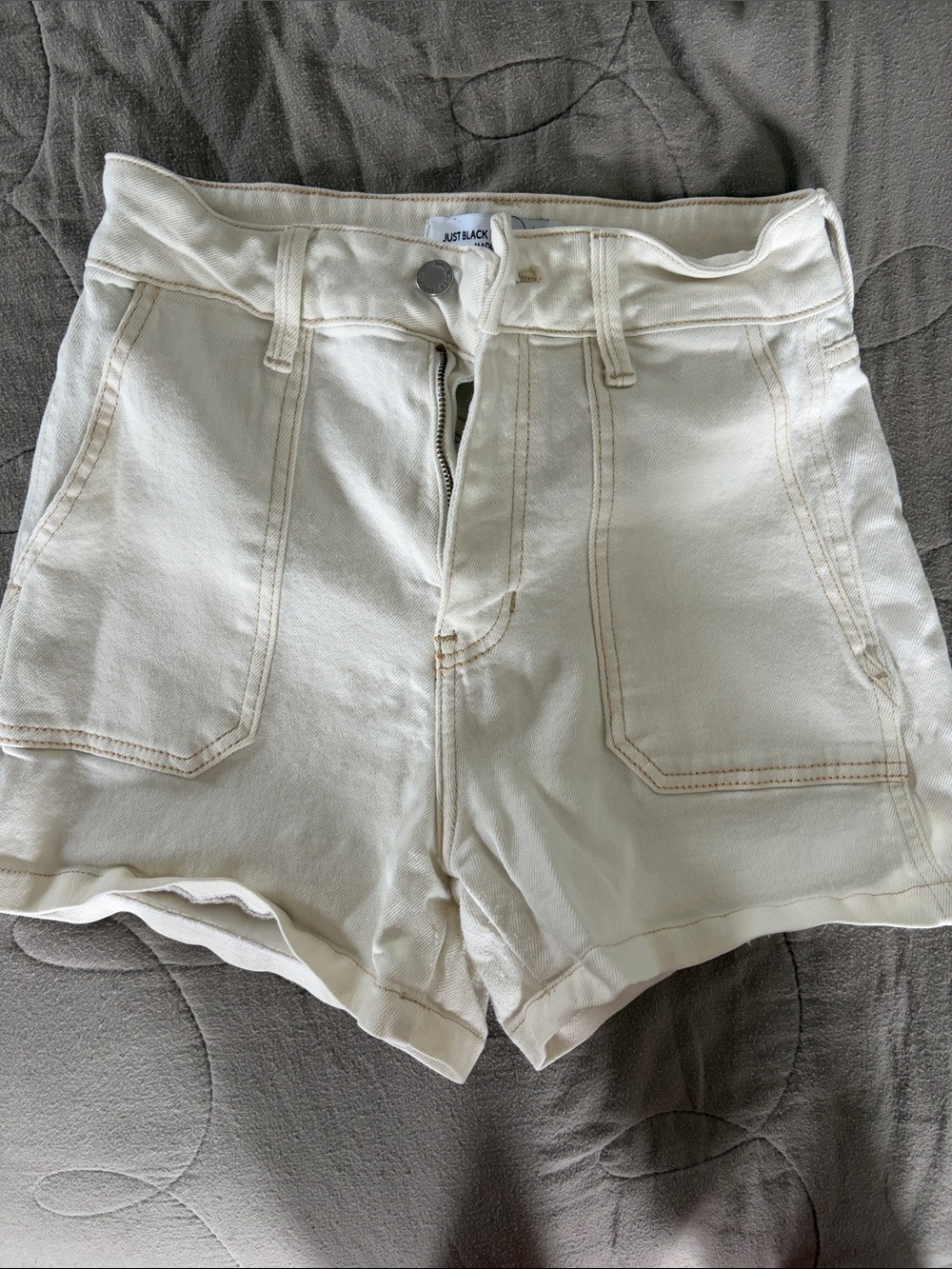 White Stretch Denim Shorts